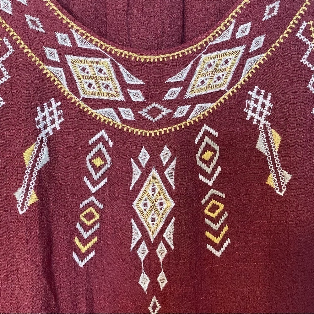 Monoreno Tunic Dress Boho Top Burgundy Non Iron M - Picture 4 of 13